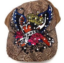 Amor Rose Heart Wings Flash Tattoo Style Embroidered Baseball Snapback Cap Hat - £18.51 GBP