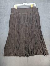 Vintage TALBOTS Skirt Size 14W Brown Silk Crinkle Sequin Lined Maxi Gypsy - $14.01