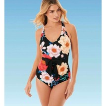 Miracle Brands Black Floral Swimsuit NWT Size 8 - £23.52 GBP