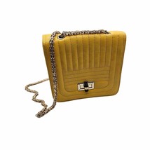Mellow World Paola Yellow Quilted Turnlock Chain Handle Purse Bag Handbag - $584.36 MXN