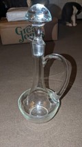 Glass Elegant Cruet Bottle w/ Pour Spout, Handle &amp; Heavy Glass Stopper 13.5&quot; - $39.55