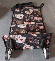 Poker Cards Casino Tapestry Luggage Shopping Bag w Wheels Collapsible Foldable - £17.81 GBP