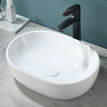 19&quot;X14&quot; Oval Vessel Sink, Ceramic Above Counter Bathroom Sink, Modern Ar... - £86.15 GBP