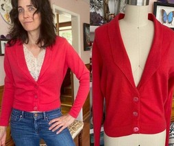 VTG HADLEY Cashmere Hot pink Cardigan Post and Rail Sweater Sz S M 50s P... - $115.83