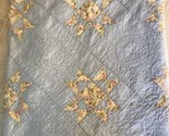 homemade Queen size quilt Country Star Yellow Blue Floral Print Scallope... - $233.40
