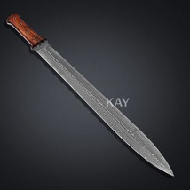 Custom Forged Damascus Steel Double Edge Battle Ready Tactical Combat Sword - £124.29 GBP