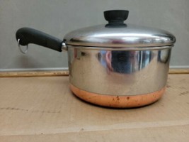 Revere Ware 1801 Copper 2 Qt. 97 Sauce Pan Pot With Lid Clinton Il Vintage Retro - £22.51 GBP