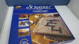 1987 Deluxe Scrabble Game Complete Turntable base Red Wooden Letters - £20.11 GBP