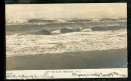 Vintage RPPC Photo Postcard Surf Ocean Off Beach Haven New Jersey - £11.67 GBP