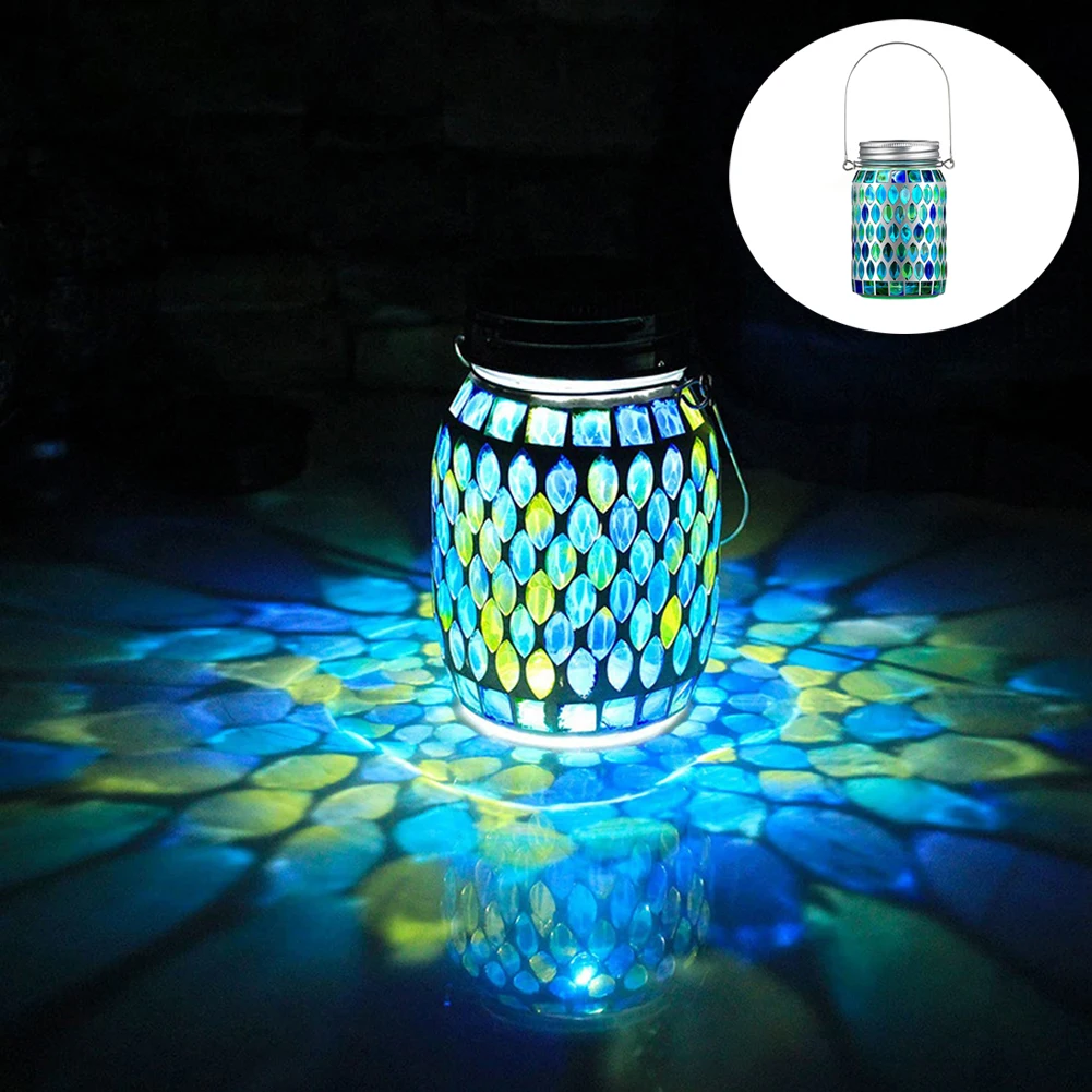 Mosaic Solar Mason Jar Lights, 1pcs Solar Lanterns Outdoor Hanging Lights Solar  - £168.82 GBP