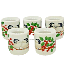 Mini Candle Holders Christmas Holly Birds VTG FUNNY DESIGN W. Germany Set of 5 - £12.76 GBP