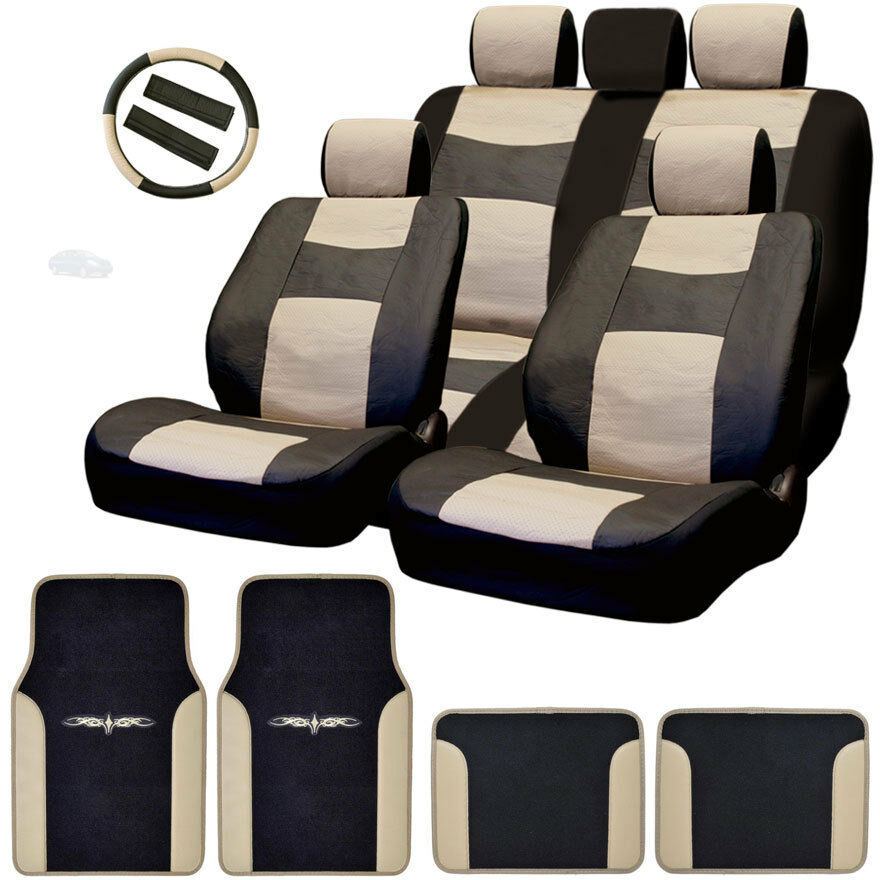 Primary image for New Semi Custom Syn Leather Seat Covers Split Seat Vinyl Mats BT Set For Nissan