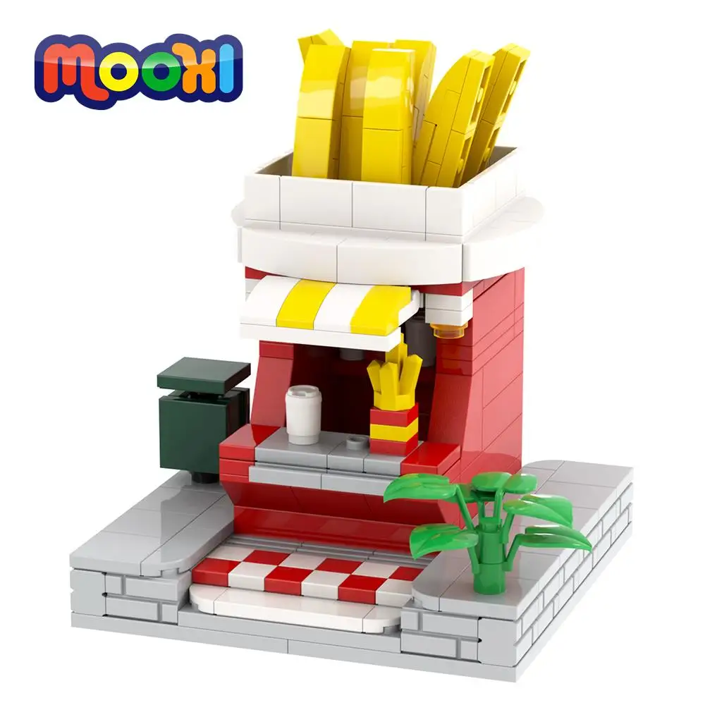 MOOXI City Street View Fries Fast Shop Model DIY Block Educational Toy For - £20.67 GBP