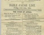 1924 Supreme Court of Judicature Daily Cause List London England  - $39.70