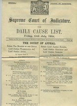 1924 Supreme Court of Judicature Daily Cause List London England  - £31.22 GBP