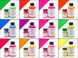 Neon Paint 12 Colors Angelus Acrylic Leather /Vinyl Paint /Dye Waterproof - 4 oz - £6.44 GBP