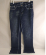 Revolt Women&#39;s Distressed Embroidered Jeweled Cross Pocket Bootcut Jeans... - $14.84