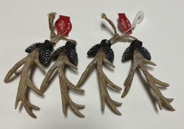 Christmas Tree Holiday Hanging Ornament Deer Antler Lodge Lot Of 2. - $14.25