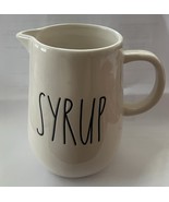 Rae Dunn “Syrup” Pitcher Carafe White W/Black Lettering Artisan Magenta - $14.84