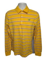 Hollister Surf Adult Medium Yellow Long Sleeve Stripped Polo Shirt - $516.28 MXN