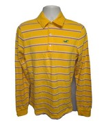 Hollister Surf Adult Medium Yellow Long Sleeve Stripped Polo Shirt - $27.50