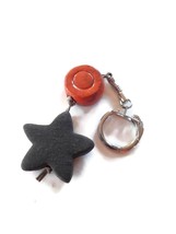 Artisan Black Ceramic Star Key Chain, Cool Key Ring For Men Accessories Handmade - £16.48 GBP