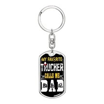 My Favorite Trucker Swivel Keychain Dog Tag Stainless Steel or 18k Gold - £33.48 GBP