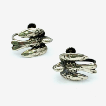 DOVE vintage sterling silver earrings - screw-back flying bird 4.5 grams - £27.91 GBP