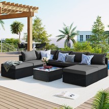 8-Pieces Outdoor Patio Furniture Sets, Garden Conversation Wicker Sofa S... - £626.84 GBP