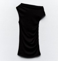 Zara Bnwt 2024. Black Asymmetric Knit Semisheer Top Matching. 0858/153 - £39.94 GBP