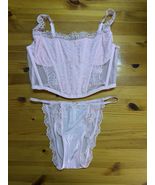 Victorias Secret DREAM ANGELS Unlined Bustier Corset Bra Cheeky Set Pink... - $31.86