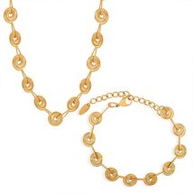 New Gold Plated Titanium Steel Texture Coil Bracelet Fashion Jewelry Set... - £21.53 GBP+