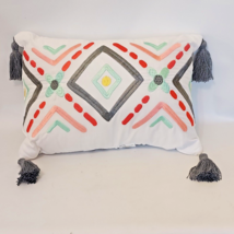 Retro Textured Pillow Rectangular Mainstays With Tassels Decorative New ... - $24.00