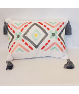 Retro Textured Pillow Rectangular Mainstays With Tassels Decorative New ... - $24.00
