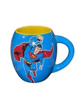 DC Comics Blue Mug Superman Oval Bubble Shape Coffee Cup Silver Buffalo - $15.81