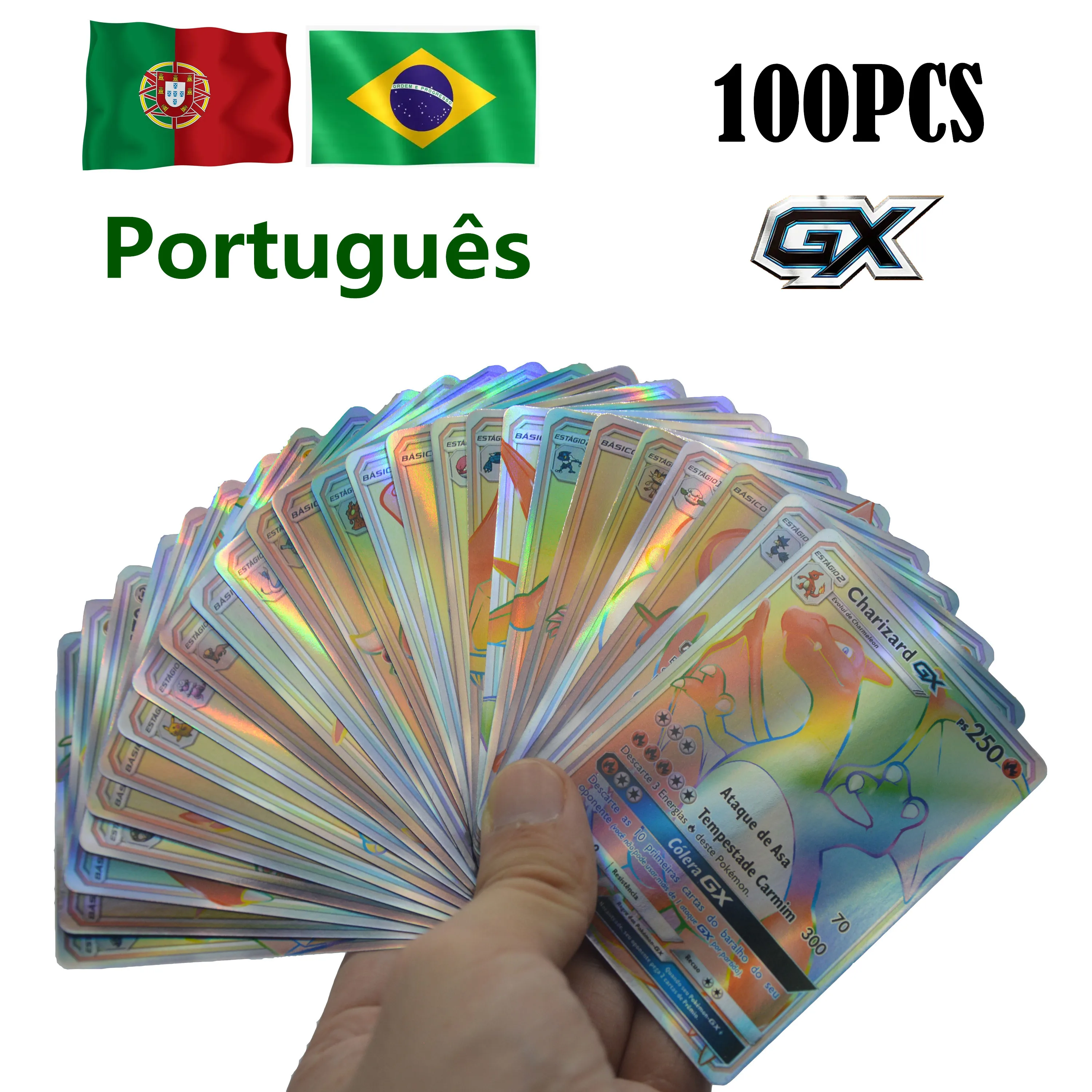 GX Pokemon Cards in Portuguese Celebrations EVS Holographic Playing Game 100Pcs - £14.66 GBP