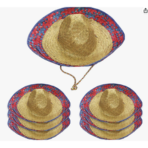 Sombrero Straw Colorful Costume Party Fiesta Adult Hats | Packs of 6 - £29.89 GBP