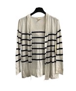 Cynthia Rowley Sweater Womens M White Blue Striped Linen Blend Hooded Ca... - $44.40 CAD