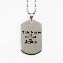Funny Nurse Silver Dog Tag, This Nurse is Guided by Jesus, Best Nurse Appreciati - £15.62 GBP