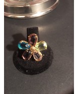 Vintage Coach Brand Pastels Flower Ring Gold Tone Size 7 - £46.41 GBP