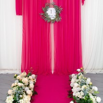 Shinybeauty Chiffon Backdrop Curtain Hot Pink 10&#39; X 8&#39; Chiffon Curtains For - £28.31 GBP