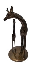 Vintage Solid Brass Giraffe Figurine Mother &amp; Baby Home Decor Mother&#39;s Day 11.5&quot; - £25.67 GBP