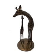 Vintage Solid Brass Giraffe Figurine Mother &amp; Baby Home Decor Mother&#39;s D... - $622.21 MXN