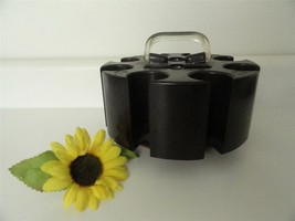 Vtg Poker Caddy Plastic Rotating Wood Base Poker Chips Playing Card Hold... - £14.16 GBP