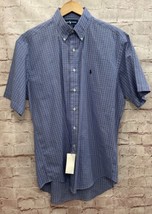 Ralph Lauren Shirt Men M Blake Classics Short Sleeve Plaid Blue Vintage Cotton - £47.16 GBP