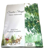 Benson Mills Santa&#39;s Sleigh Tablecloth 60&quot; x 84&quot; White Green Red Christmas - $508.34 MXN