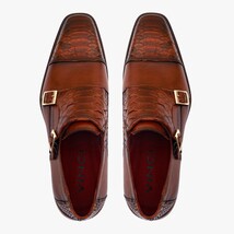 The Bishkek Tan Leather Cap Toe Double Monk Strap Men Shoe image 3
