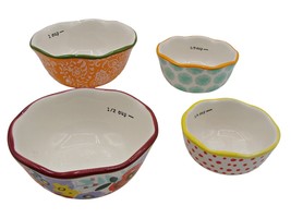 The Pioneer Woman Measuring Cup Set Bowls Nesting Colorful Ceramic DW Safe Set 4 - £17.64 GBP