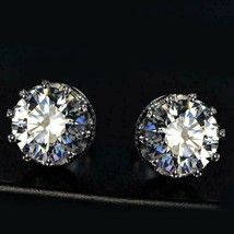 4 Ct Round Moissanite Screw Back Solitaire Stud Earrings 14K Gold Plated Silver - £65.73 GBP