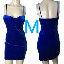 Royal Blue Velvet Padded Sweetheart Bust Thick Stretchy Mini Dress~Size M - £39.09 GBP